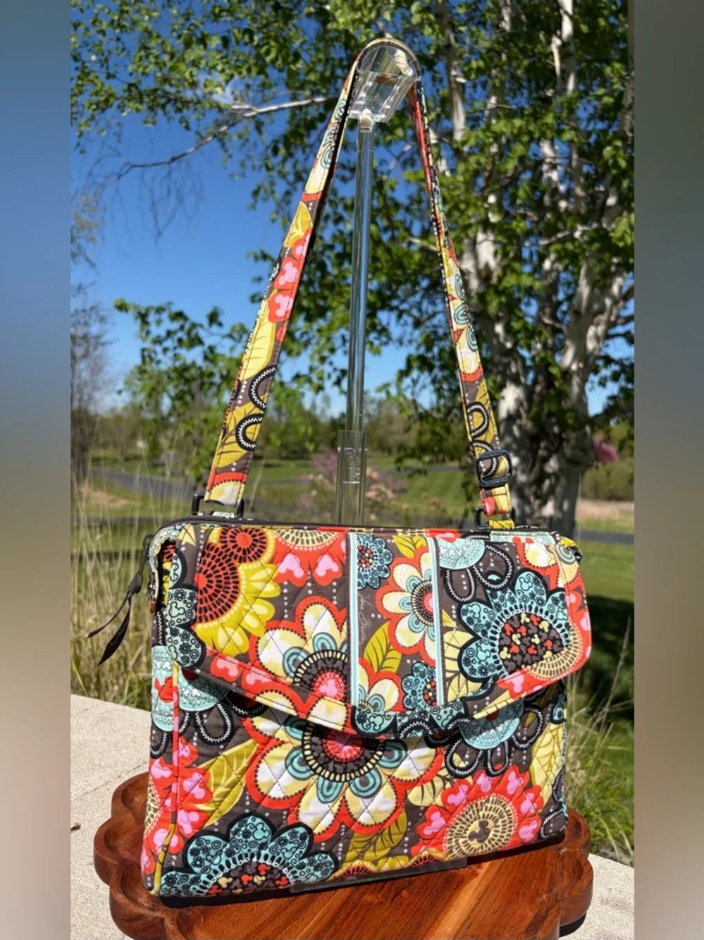 Disney Parks Vera Bradley Tablet Hipster Crossbody “Mickey’s Perfect Petals” EUC